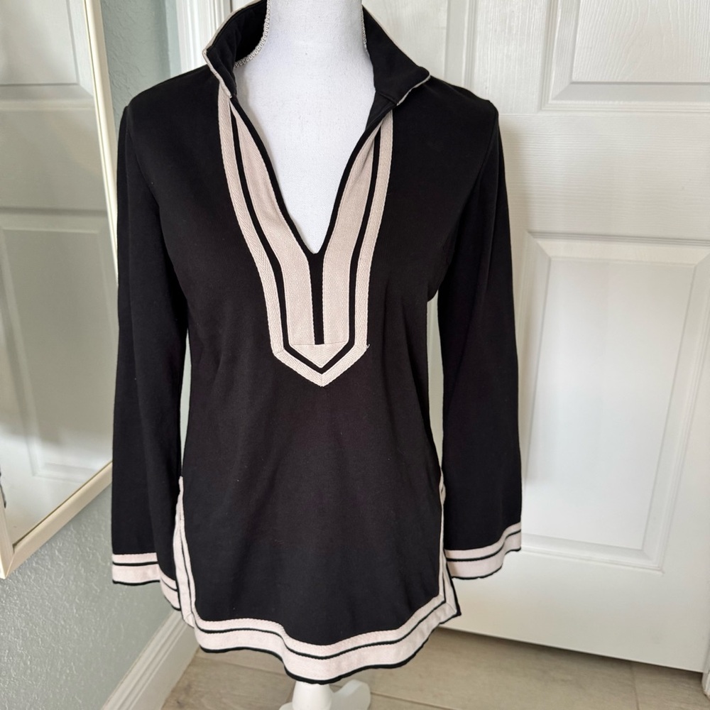Tory Burch Black and Tan Tunic Sz S